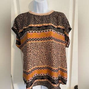Democracy blouse. Leopard print with stripes size medium.